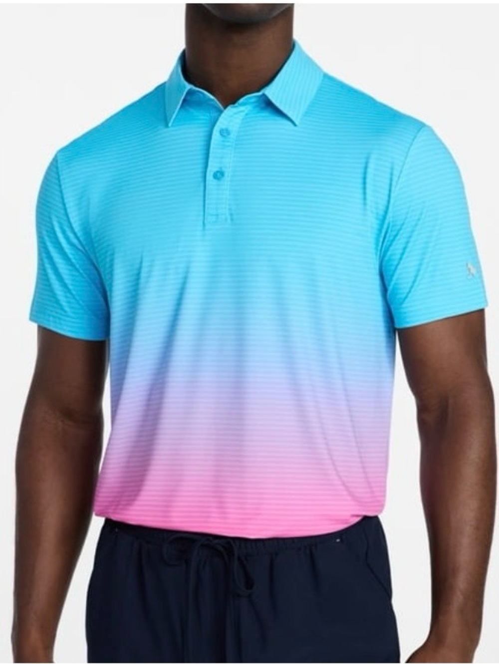 Birdie Bound Men's Ombre Stripe Golf Polo Shirt Size S Resort Athletic Casual